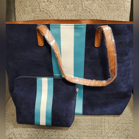 Neiman Marcus Handbags - Nieman Marcus Velvet Tote and Cosmetic Bag Set